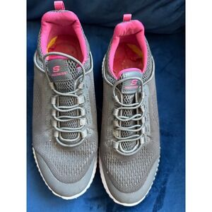 Skechers Work Slip Resistant Sneakers Womens 7 Grey Pink Mesh Shoes 77260